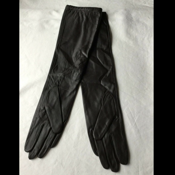 Leather OPERA Length Gloves 17” Brown SM